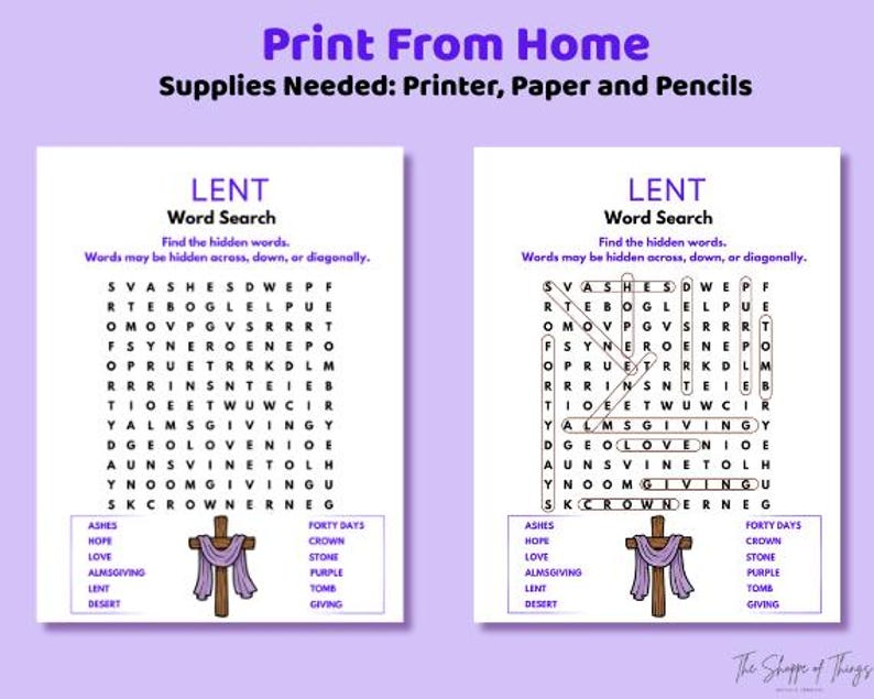 Lent Word Search Printable – Christian Classroom Activity | Sunday ...