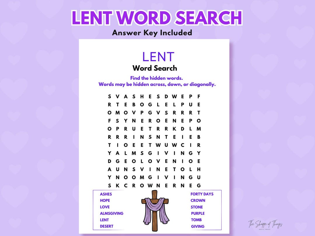 Lent Word Search Printable – Christian Classroom Activity | Sunday ...