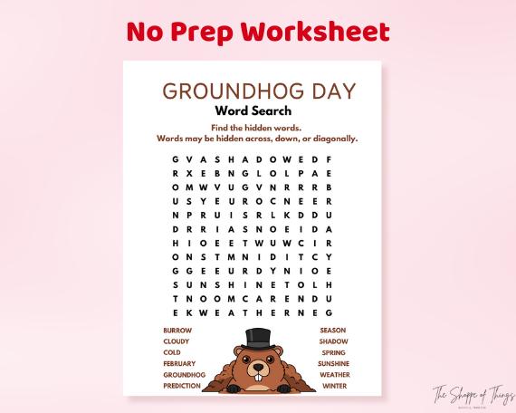 Groundhog Day Word Search Printable | February Classroom Activity | No ...