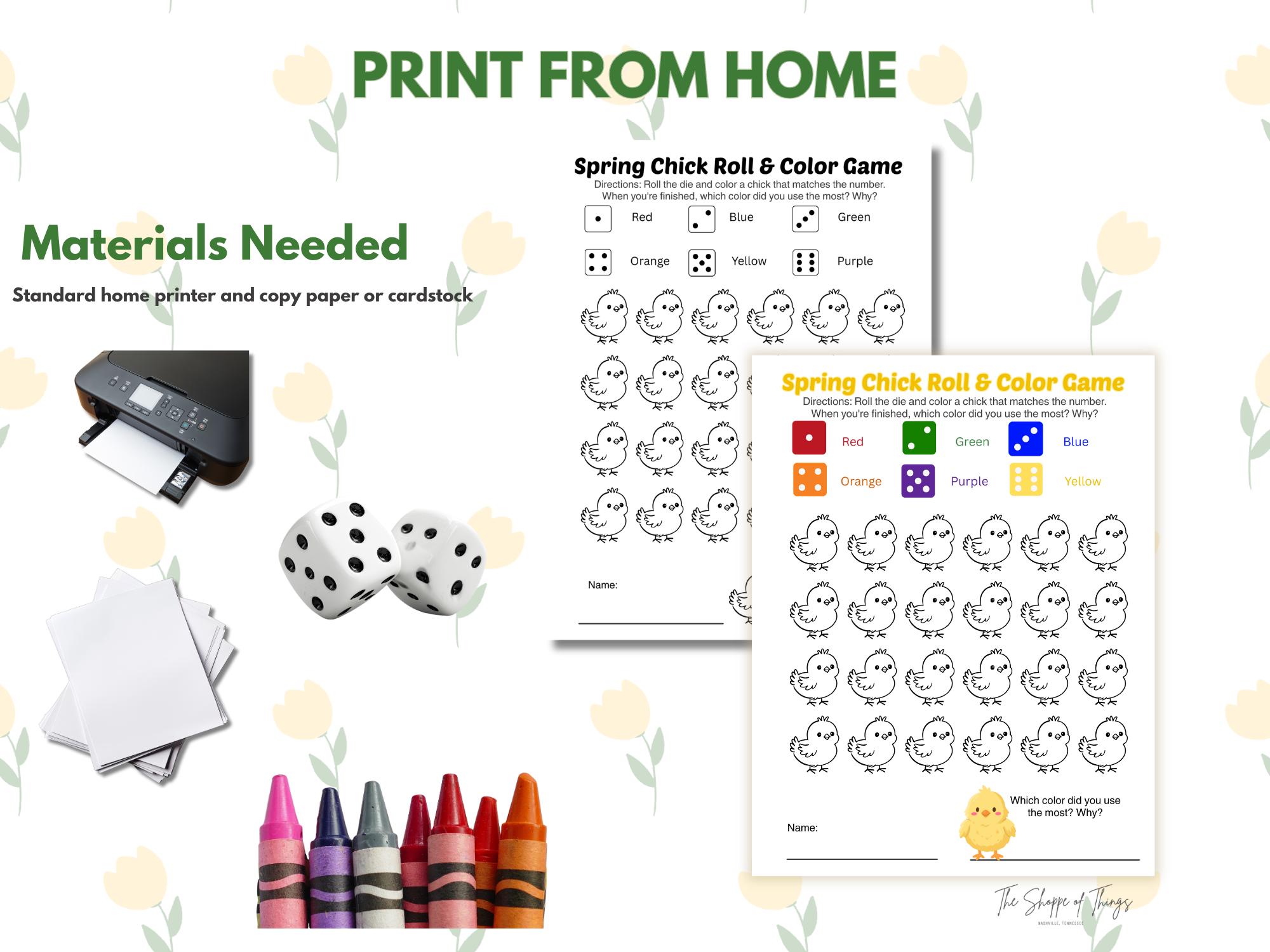 Spring Chick Roll and Color Game | Classroom Activity | Printable ...