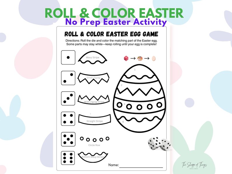 Roll & Color Easter Activity | Easter Egg Game Printable, No Prep ...