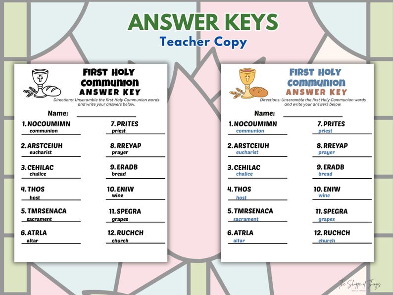 First Communion Word Scramble Game – Catholic Kids Activity (instant ...