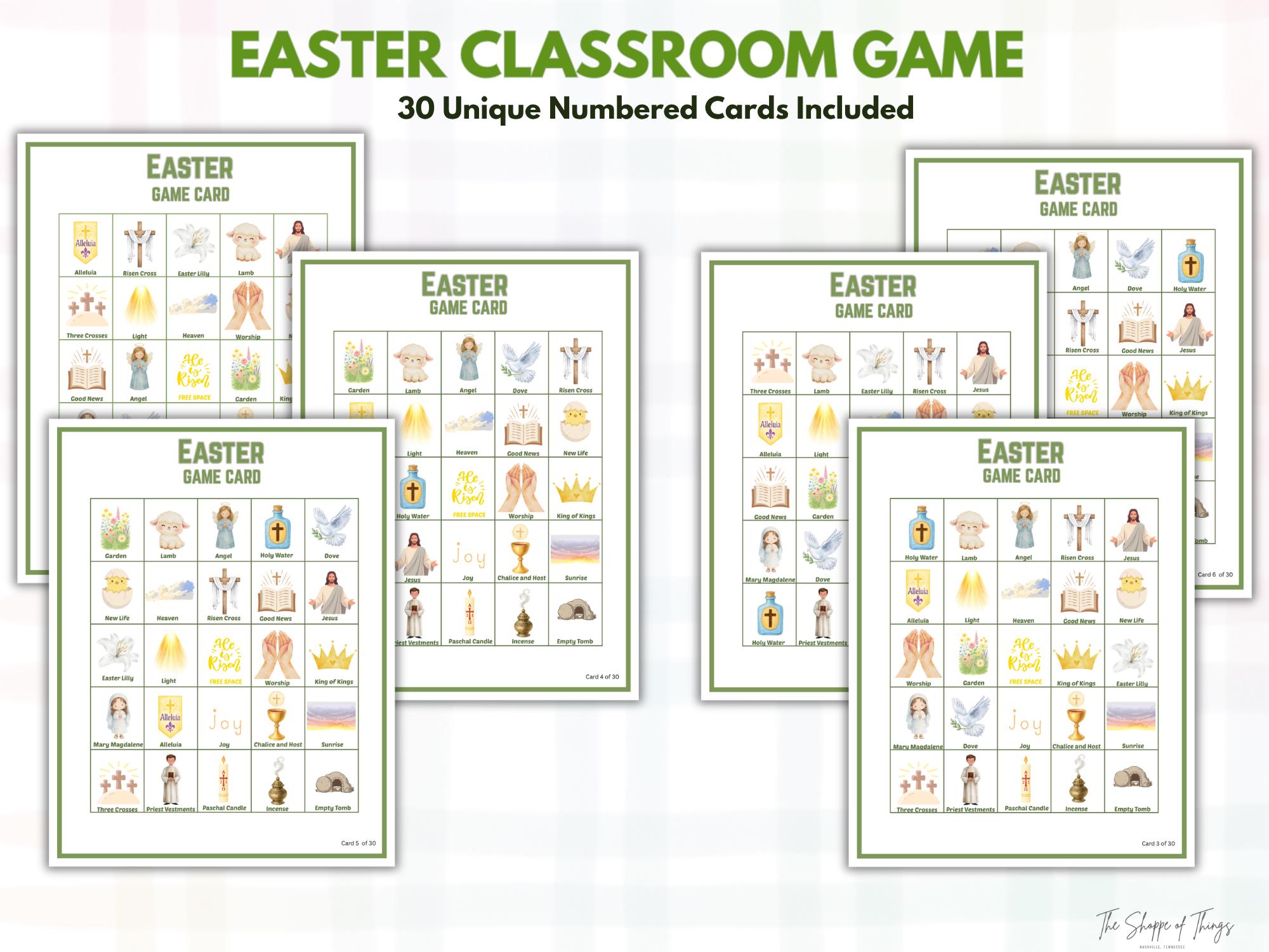 Easter Bingo Printable Game, Christian Kids Activity, Sunday School, 30 ...