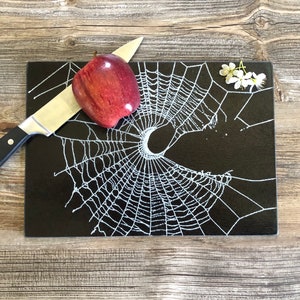 Glass Cutting Board, Gothic Home Decor, Spider Web Decor, Gothic Kitchen Decor