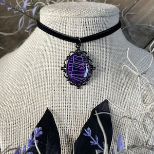 Victorian Gothic Spiderweb Necklace: Preserved Cobweb Pendant