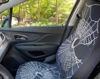 Spiderweb Car Seat Covers: Gothic Halloween Decor, Universal Fit (Set of 2)