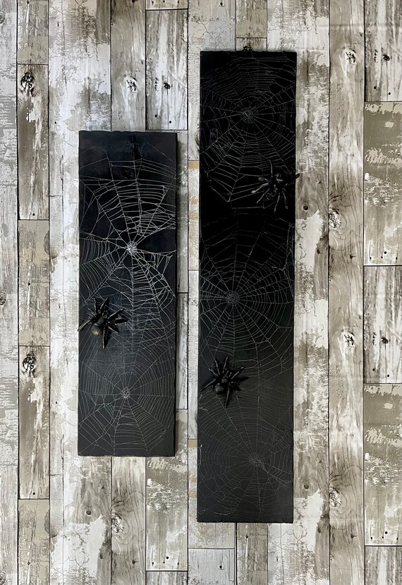 Preserved Spider Web, Black Wooden Plaque, Gothic Wall decor, Art from Nature, Wall Art