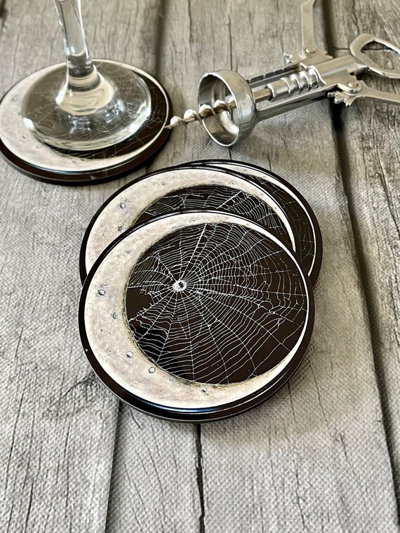 Coasters, Spider Web Coaster, Spider Web, Stocking stuffers, Gothic Home Decor, Spiderweb, Halloween Decor, Gothic,Witch Home Decor