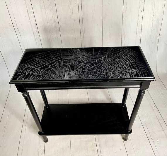 Dark Decor, Spider Web Table, Real Preserved Spider Web, Gothic Furniture, Gothic Table, Spider Web,Witchy Decor, Accent Table, Sofa Table
