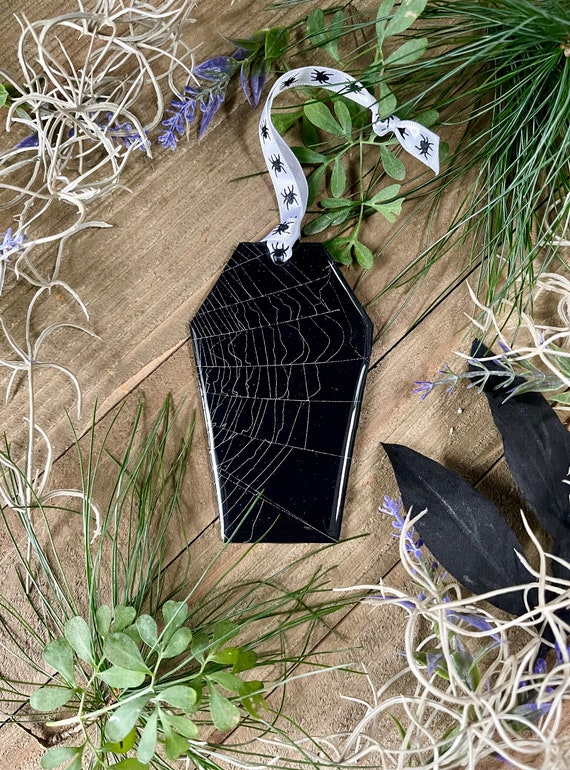 Coffin Ornament, Spider Web, Halloween,Spooky Christmas, Witchy, Gothic Decor,Christmas, Krampus, Christmas Ornaments, Vampire