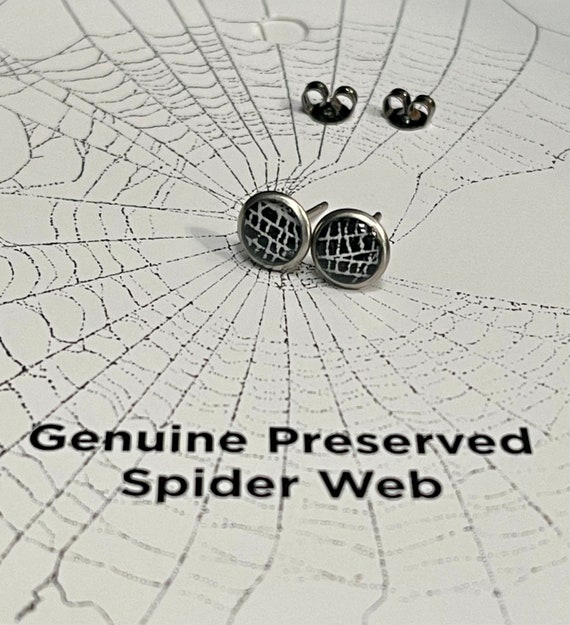 Spider Web Earrings, Halloween, Gothic Earrings, SpiderWeb Jewelry, Earrings from Nature, Stud, Studs, Black Earring