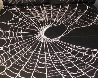 Spider Web Duvet, Black Duvet, Gothic Duvet, Crescent Moon, Gothic Home Decor, Gothic Bedding