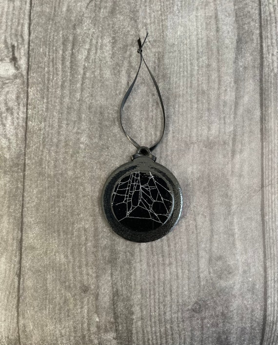 Ornament, Moon Phase Art, Moon, Spider Web, Halloween,Spooky Christmas, Witchy Decor, Gothic Home Decor