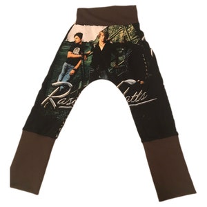 Reworked grow with me pants, Rascal Flatts grow with me pants, zero waste kids clothing, country pants for toddlers, rascal flatts clothes,