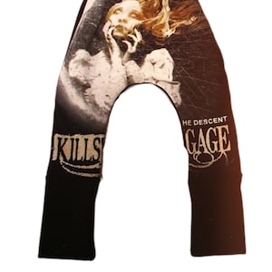Rewworked grow with me pants, Up cycled Kill switch engage grow with me pants, rock pants for kids, rock pants for toddlers, metal clothes,