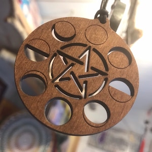 Pentagram Moon Phase Necklase y pendientes, Wicca, Pagan, Witch