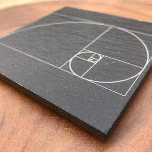 The Golden Ratio Fibonacci Engraved onto Natural Slate - Crystal Grid - Sacred Geometry
