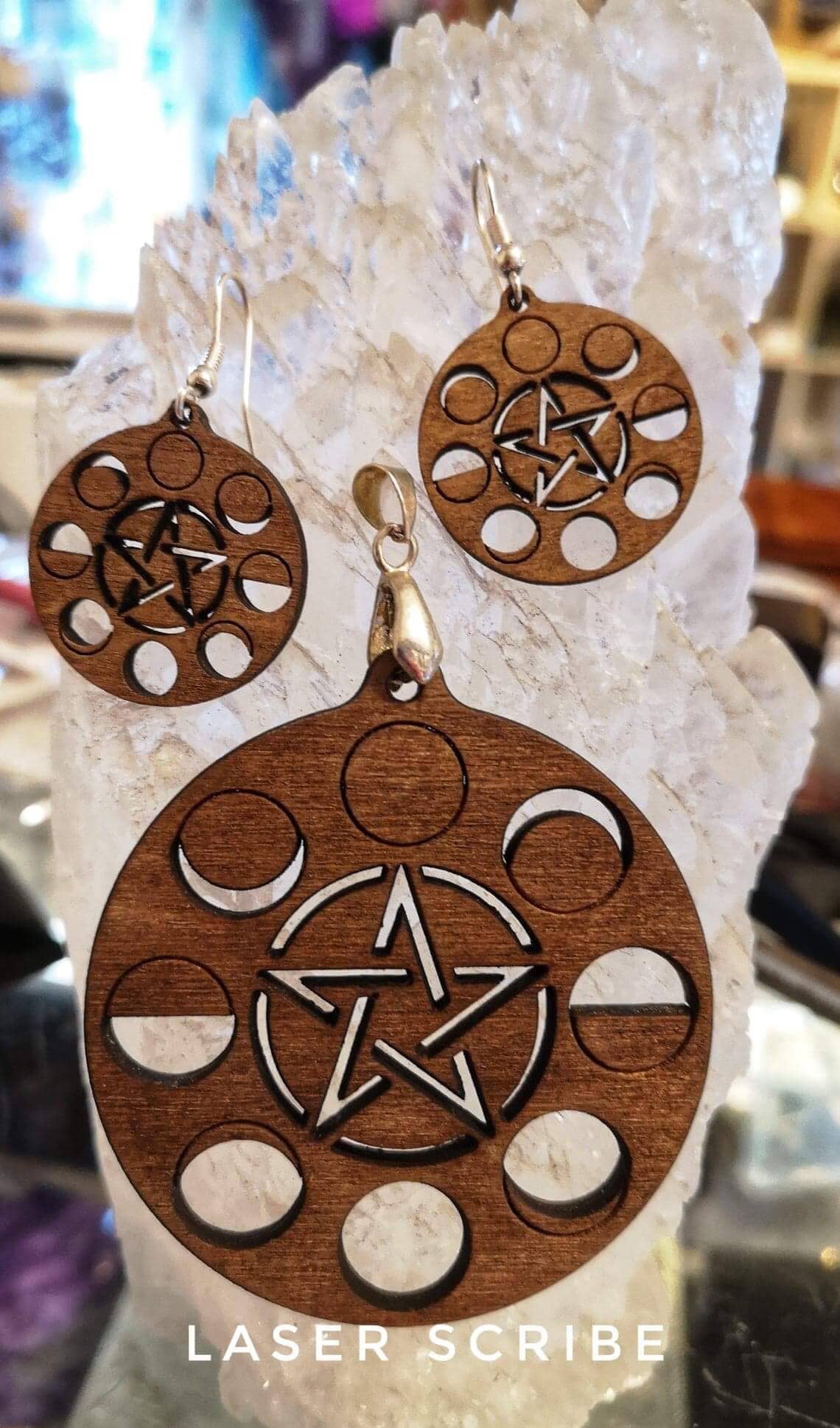 Pentagramma Luna Fase Collana E Orecchini Wicca, Pagan, Strega - Foto 9