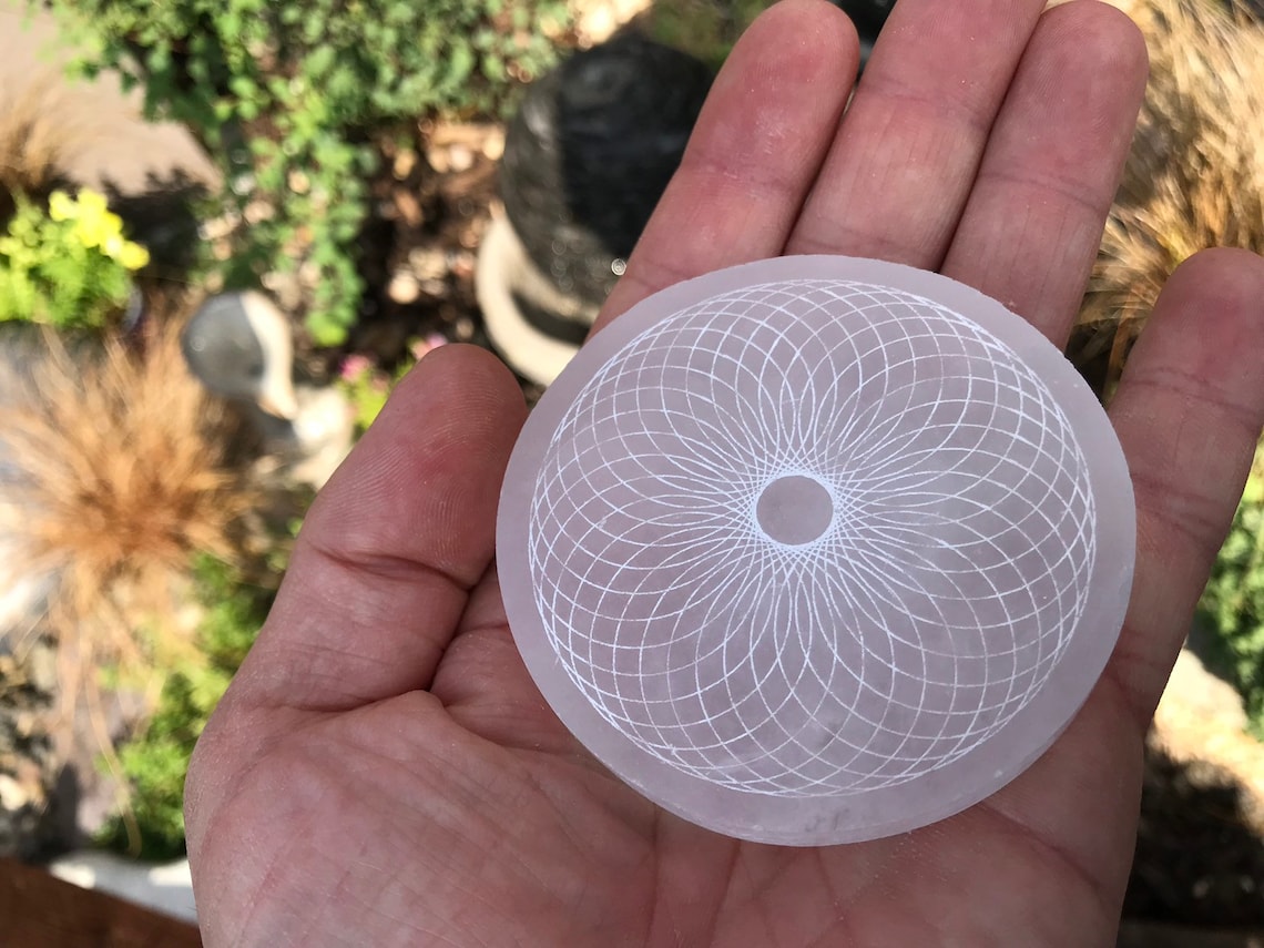 Torus Vortex Crystal Charging Plate Sacred Geometry Selenite Etsy