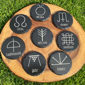 Imbolc - Ostara - Beltane - Litha - Lughnasadh - Mabon - Samhain - Yule , Wicca annual cycle of seasonal festivals, wicca, pagan, altar