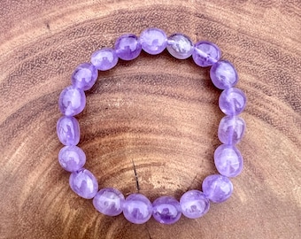Amethyst polished bead braclet  ~ 8mm Round Beads
