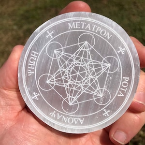 Archangel Sigil, Gabriel, Metatron, Michael, Samael, Uriel, Samael, Azrael, Raphael, Sandalphon engraved onto Natural Selenite , Altar,