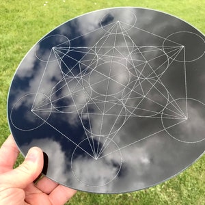 Metatron&#39;s cube - Crystal Grid - Sacred Geometry - Black Glass - Gridding - Healing