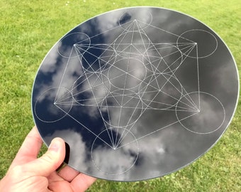 Cubo de Metatron - Cuadrícula de cristal - Geometría sagrada - Vidrio negro - Rejilla - Curación