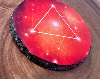 Metatron's cube - Crystal Grid - Sacred Geometry - Slate - Gridding - Healing - elements - Fire