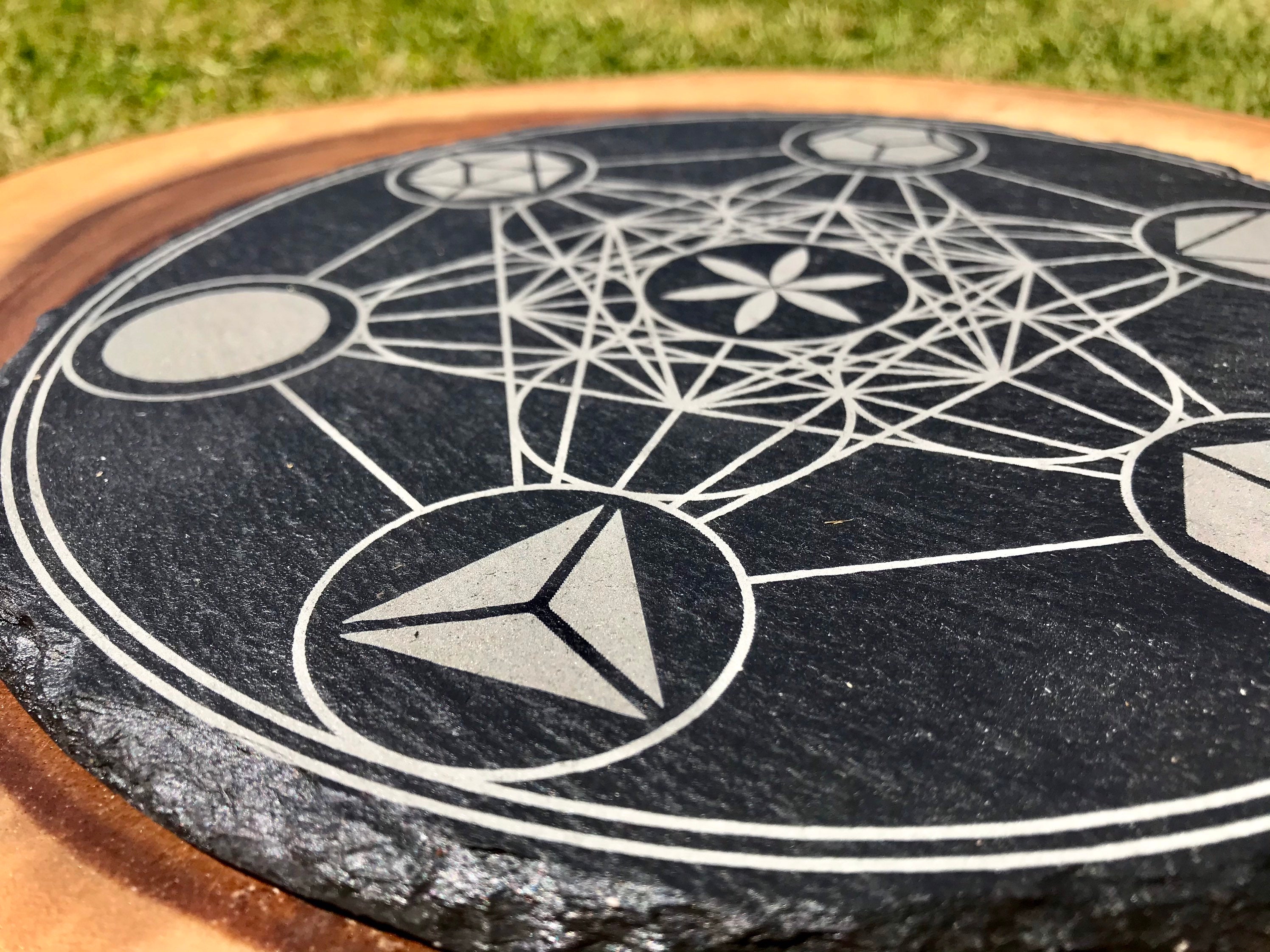 Metatron's Cube Platonic Solids engraved onto Natural Etsy