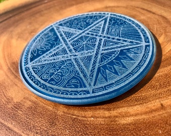 Tuile d’autel, Pentagramme, autel de sorcellerie, autel païen, tuile de pentacle, wiccan, sous-verre