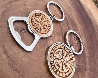 Viking Wayfinder Keyring | Vegvisir Symbol Keychain | Norse Runic Gift | Viking Protection Keyring | Runic Compass Art Gift