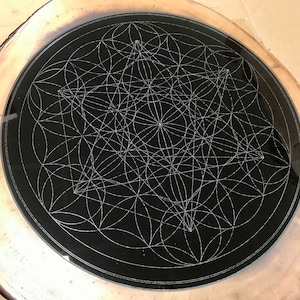 Flower of Life & Metatrons Cube Crystal Grid combined grid - Sacred Geometry - Engraved Glass or slate - Gridding - Healing