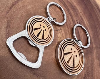 Awen Keyring | Druid Symbol Keychain | Celtic Pagan Gift | Pagan Wood Keyring | Awen Symbol Art | Spiritual Gift for Him & Her