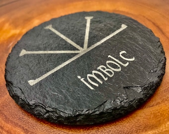 Engraved Slate Wheel of The Year – Wiccan Pagan Altar Decor