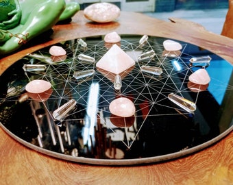 64 Point Star Tetrahedron - Crystal Grid - Sacred Geometry - Gridding - Healing - slate - glass