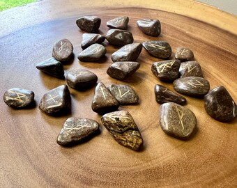 Runes Set, Bronzite , magic, divination, Elder Futhark, Norse, runic alphabet