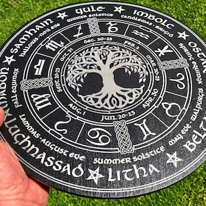 Wheel of the Year engraved onto Slate, Wicca annual cycle of seasonal festivals, wicca, pagan, altar, wall art, witch