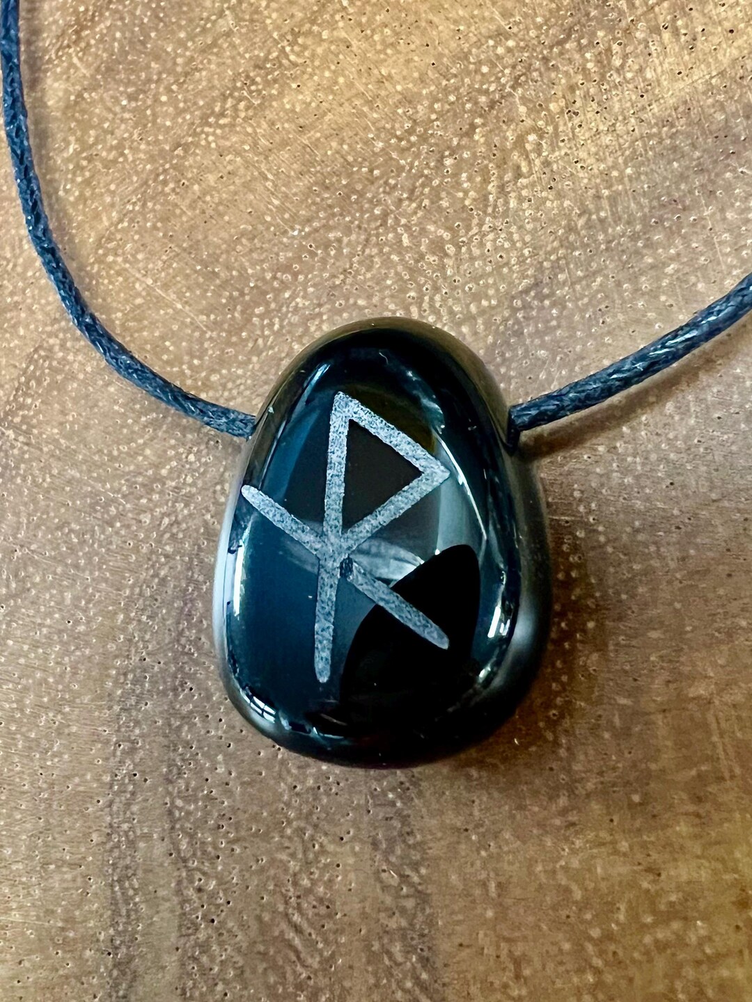 Safe Travel Bind Rune Engraved on a Black Obsidian Necklace/ Pendant ...