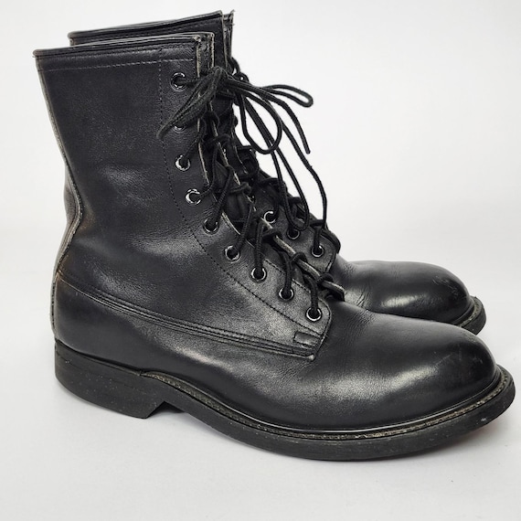 Vintage 1994 Wolverine Military Combat Boots Mens 7.5 R Steel Toe Black Leather