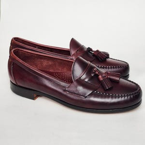 Vintage 90\'s Leather Classics Braided Brown Leather Loafers Men\'s 9.5 Preppy USA Allen Edmonds Woodstock Mens 11 D Brown Leather Kiltie  main image 4