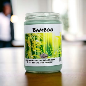 Bamboo 100% Eco-Friendly Coconut Soy 12 oz Clean Burning Candle Handmade, Fresh Spring Scent