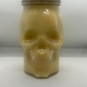 Harvest Moon Skull Candle: Fruity Woods Scent, Coconut Soy, 16 oz