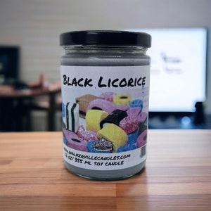 Black Licorice Candle: 12 oz Coconut Soy Wax, Halloween Dessert Scent