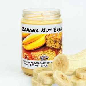 Banana Nut Bread 100% Eco-Friendly Clean Burning 12 oz Coconut Soy Candle, Handmade Summer Scent, Dessert Fragrance