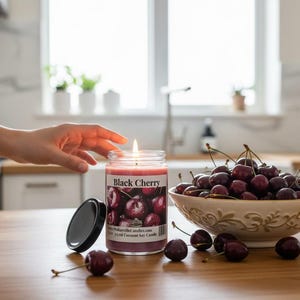Black Cherry Candle, 12.5 Oz Coconut Soy Wax with Hemp Wick