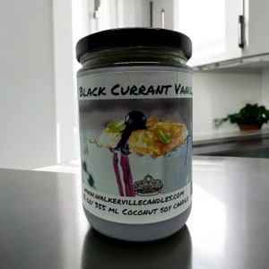 Black Currant Vanilla 100% Eco-Friendly Clean Burning 12 oz Coconut Soy Candle, Handmade, Fresh Fruity Spring Summer Scent