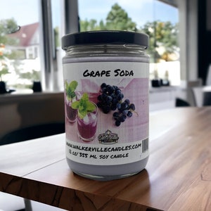 Grape Soda 100% Eco-Friendly Clean Burning 12 oz Coconut Soy Candle, Handmade, Spring Summer Fall Fruity Fresh Scent