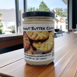 Peanut Butter Cookie Clean Burning Eco-Friendly 12 oz 100% Coconut Soy Candle, Handmade, Fresh Baked Aroma