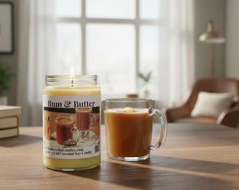 Rum & Butter Coconut Soy 12.5 oz/ 375 ml Candle Wood Wick
